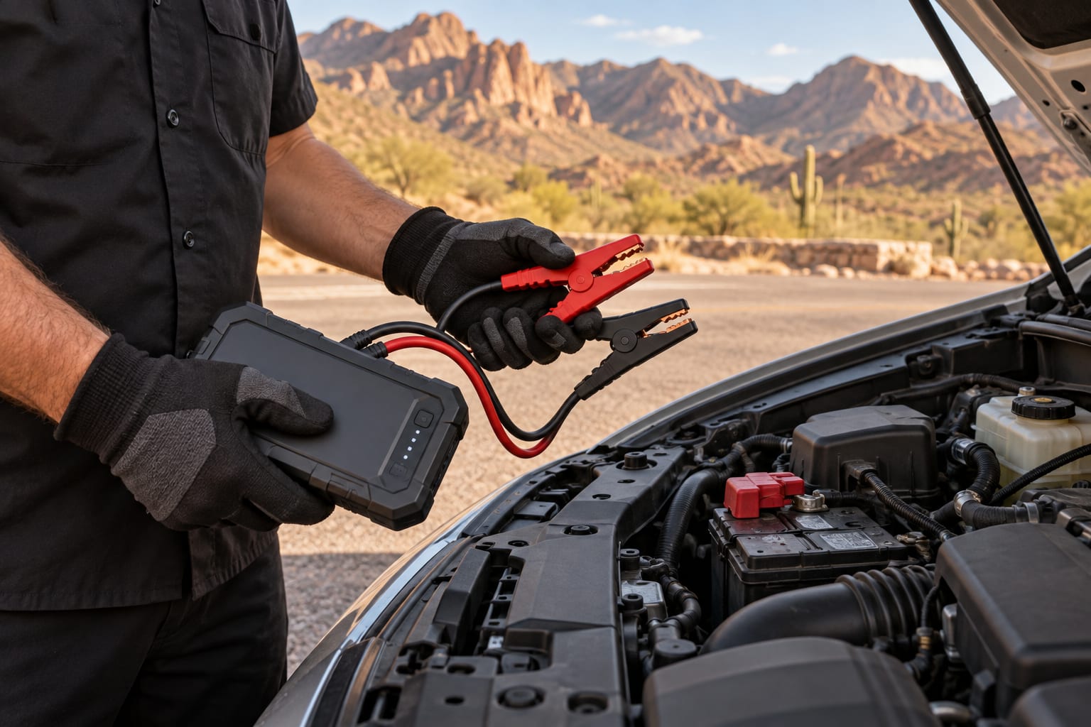 Illustrative roadside battery assistance